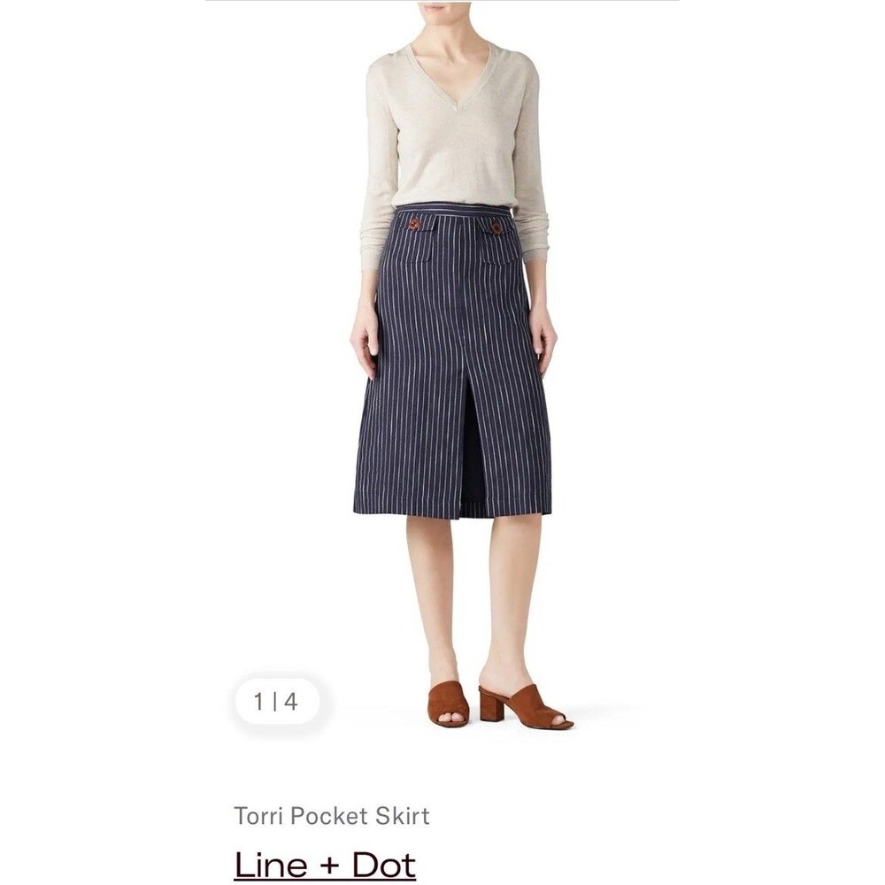 Beautiful Women’s Torri Pocket Skirt Line And Dot Navy Blue Striped Size XS